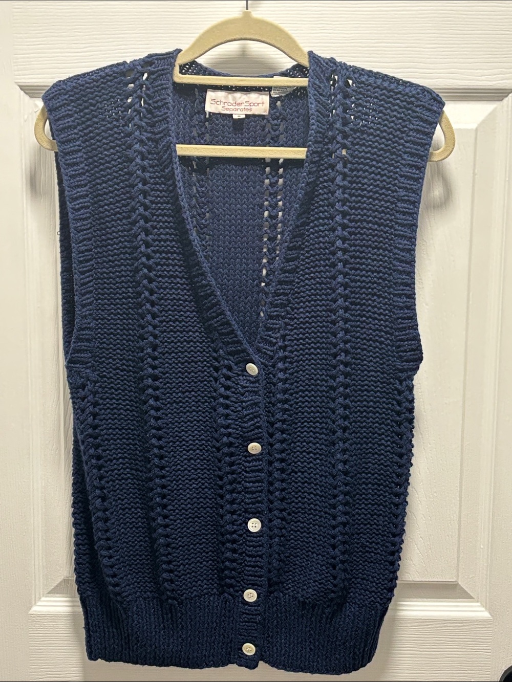 Schroeder Sport Navy V-Neck Knit Button Sweater Vest